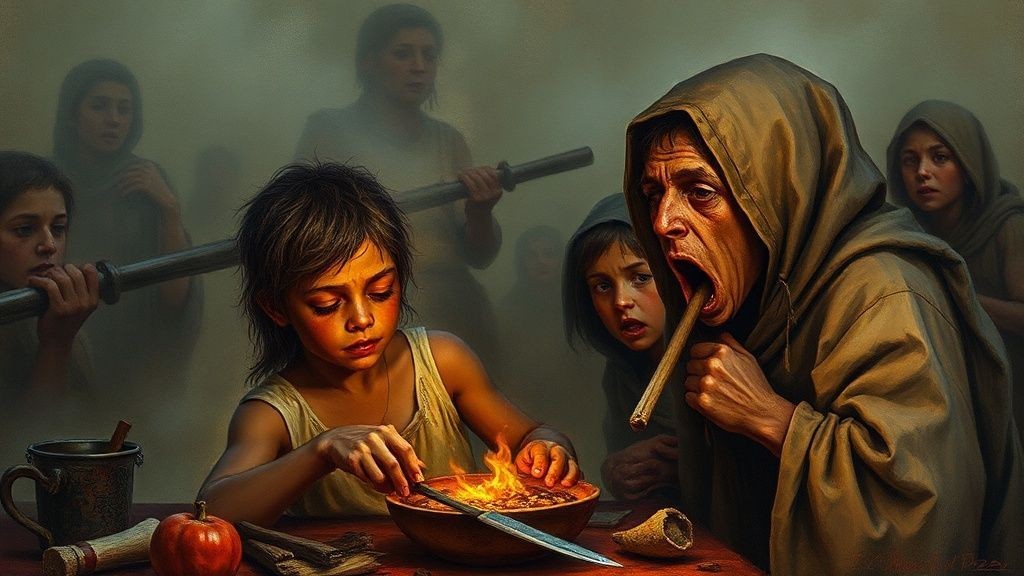 What AI thinks 19th century famine looks like. Note the hallucinated spoon!